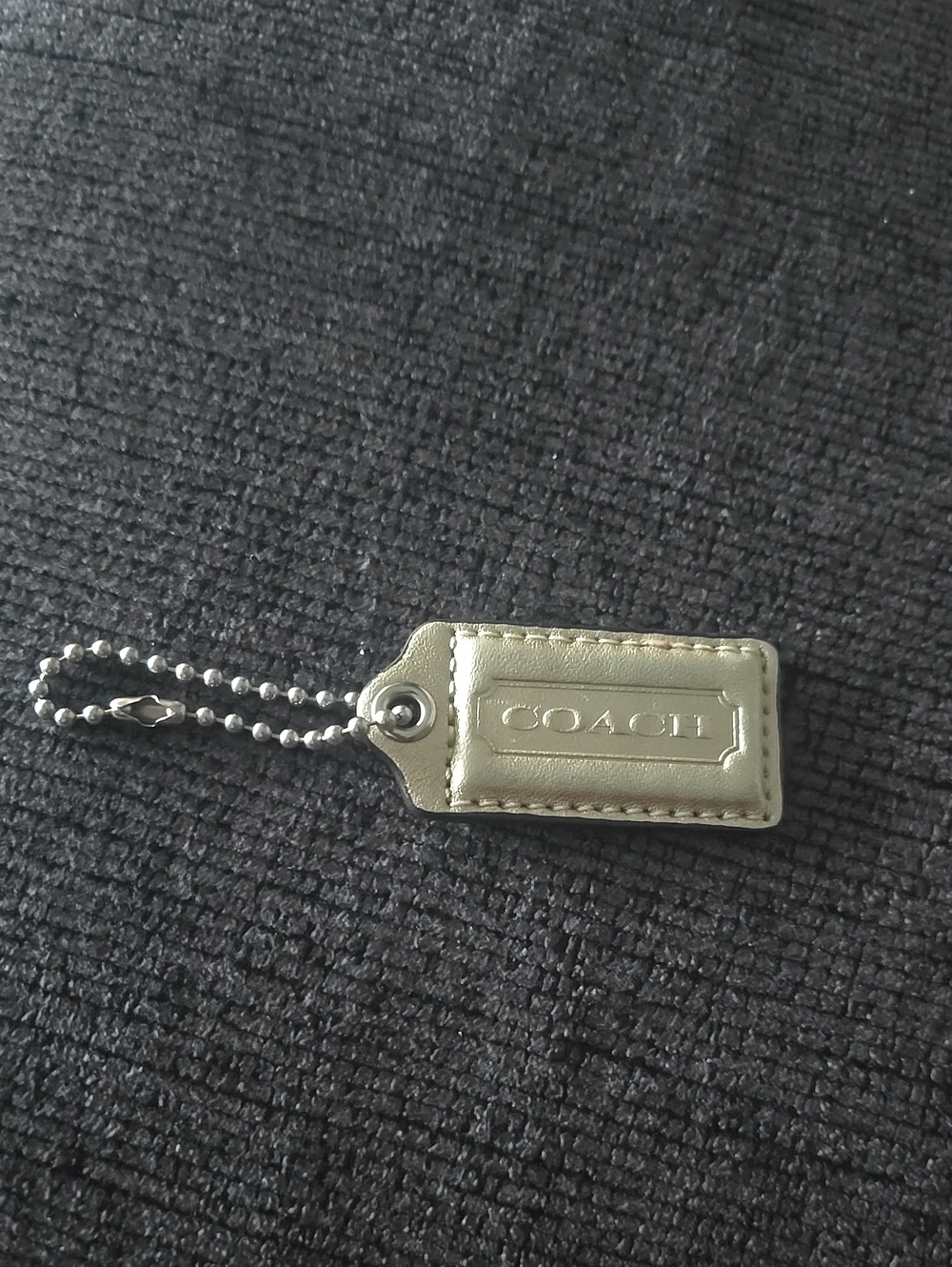 Coach Metallic Gold Leather Tag Key & Card Holder Charm